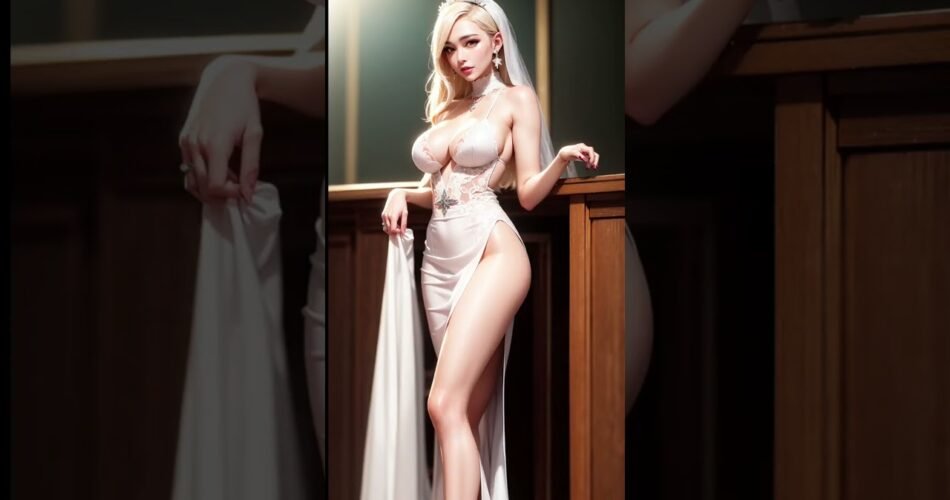Ai art) 웨딩드레스 입은 금발 글래머