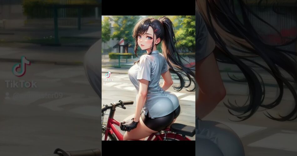 Ai art) 자전거 타는 포니테일 소녀 I bycicle girl