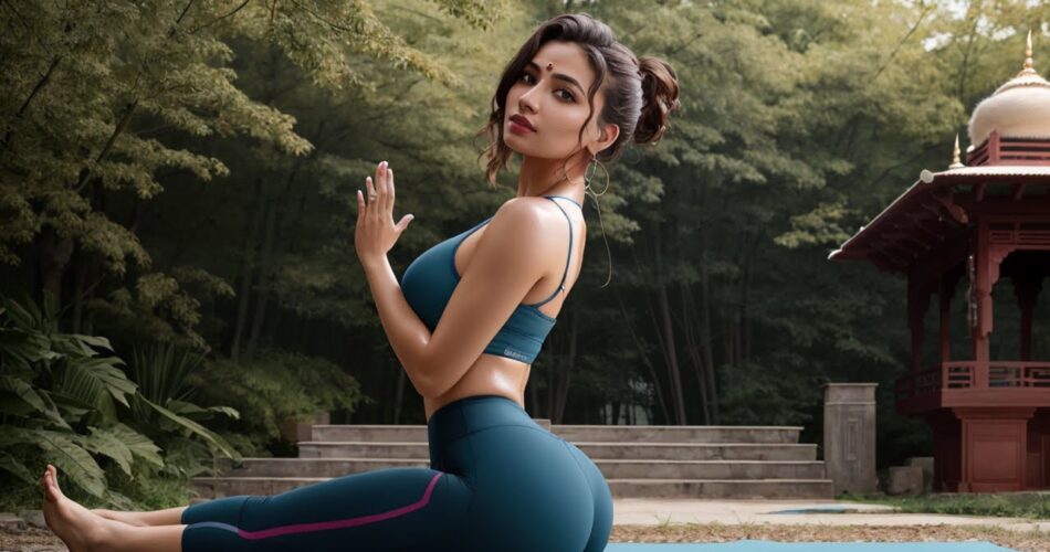 [Ai Journey] 인도사원에서 요가명상하는 아름다운 인도여인 [A beautiful Indian woman meditating yoga at an Indian temple]