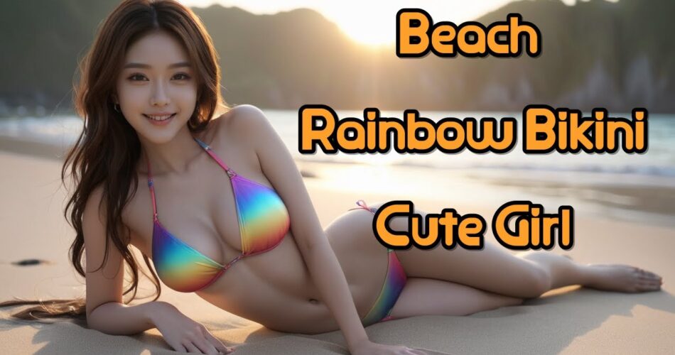 [AI Journey] Beach & Rainbow Bikini & Cute Girl   #AIJourney #Beach #Rainbow #Bikini #Cute #Girl